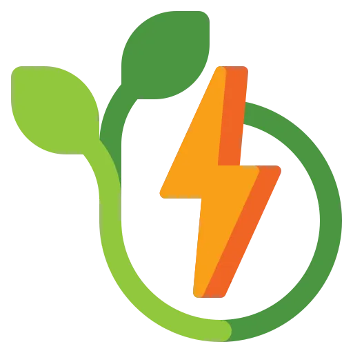 energy-efficient cooling icon with leaf and lightning bolt